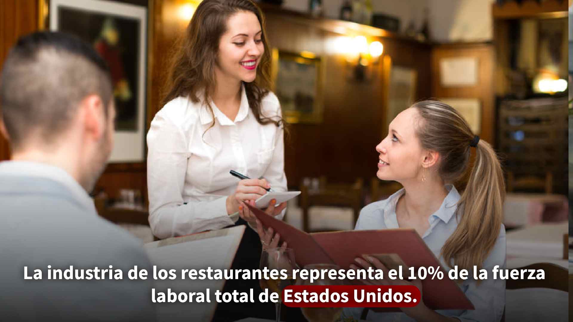 Mesera tomando la orden de un comensal en un restaurante