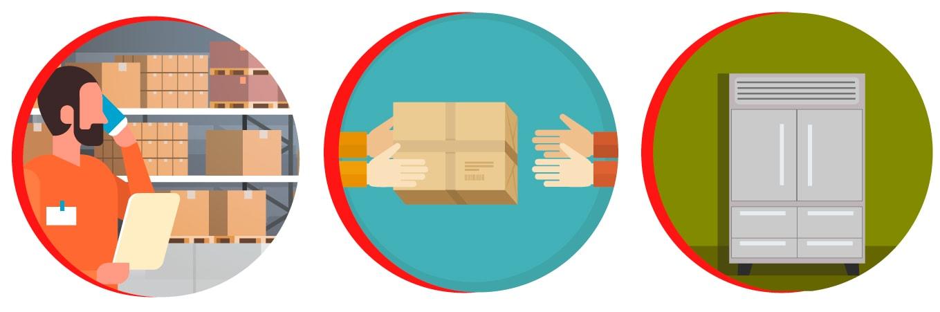 Ilustración de recepción de un paquete con alimentos