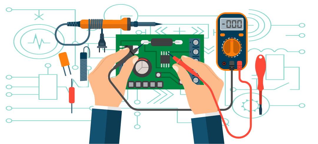 Ilustración de una reparación de un circuito electrónico