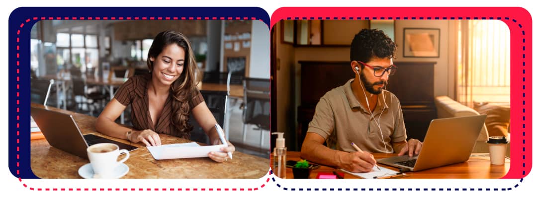 un emprendedor y una emprendedora con perfiles latinosun emprendedor y a una emprendedora con perfiles latinos