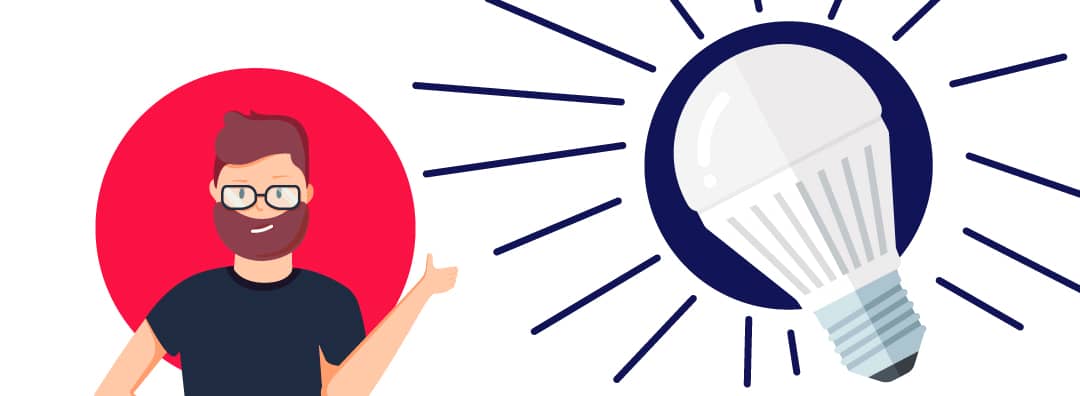 ilustración hombre con gafas y una bombilla