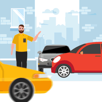hombre pidiendo un taxi