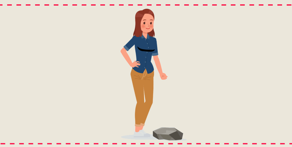 animacion mujer golpeandose con una piedra