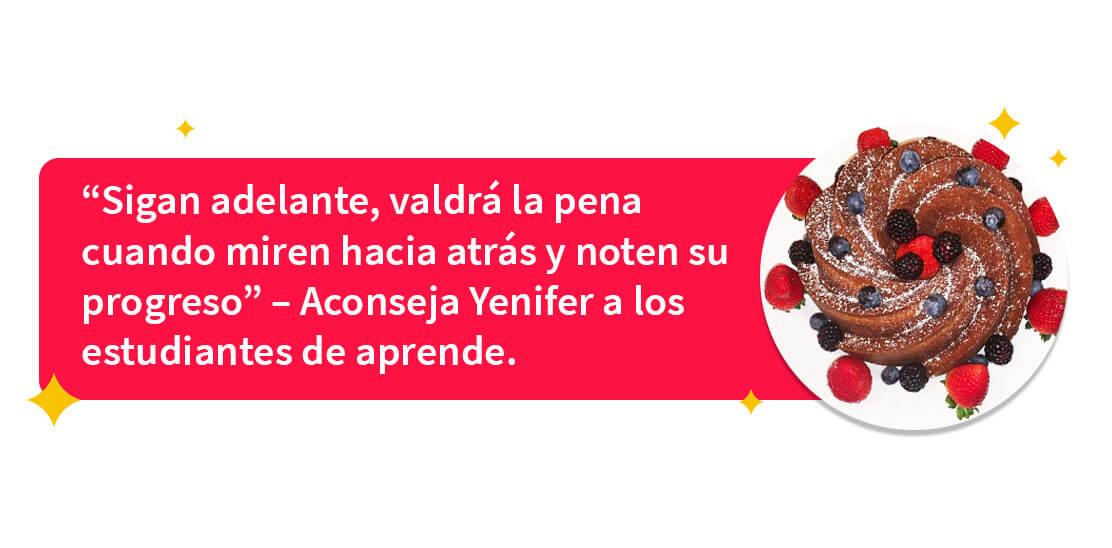 Yenifer describe como Aprende Institute le motivó a seguir aprendiendo y tomar más riesgos
