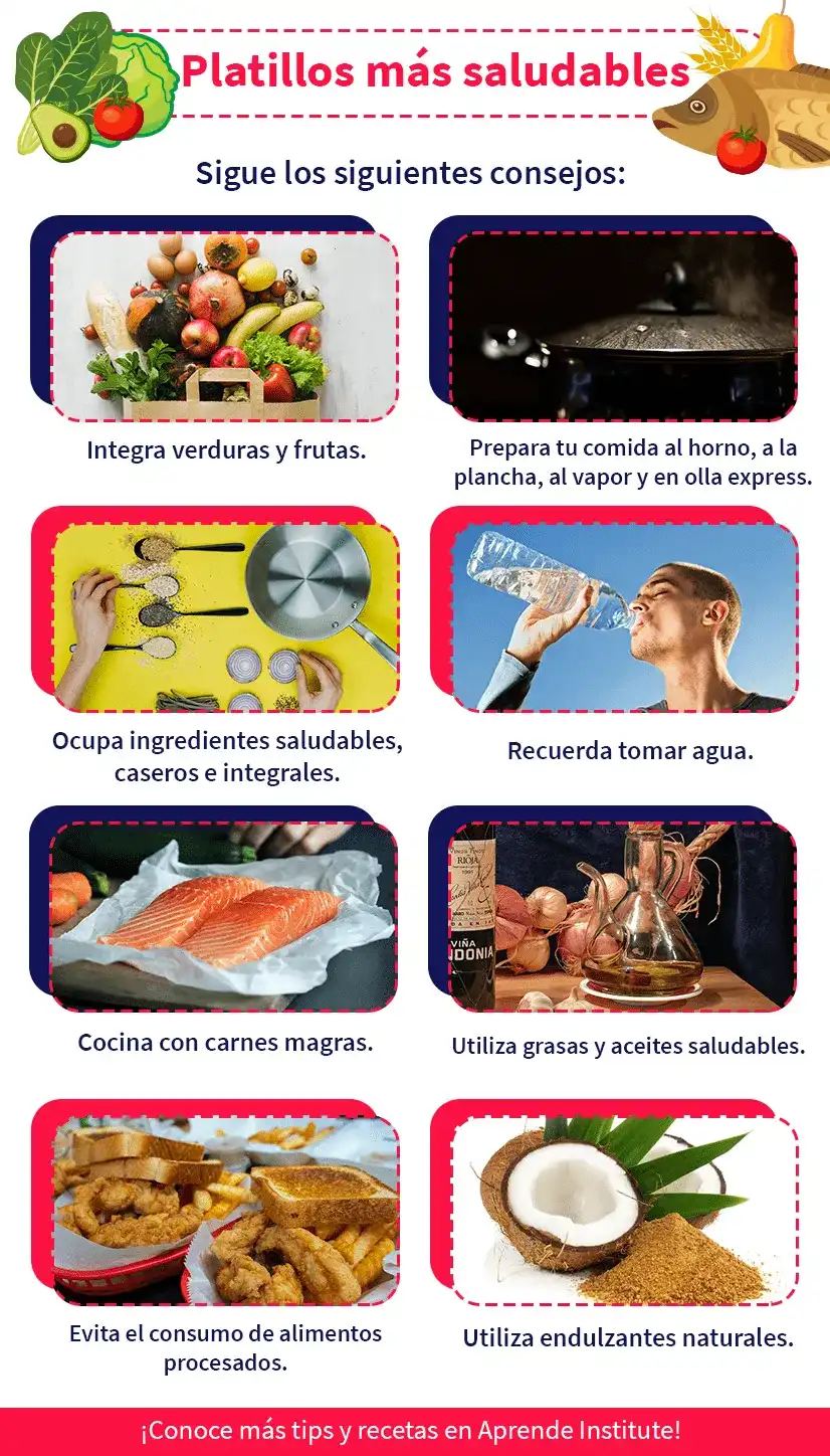 infografía sobre como hacer platillos saludables y ricos