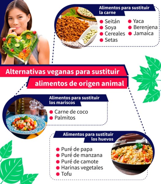 Explora todas las alternativas veganas a diversos productos de origen vegetal con este infografía de Aprende Institute