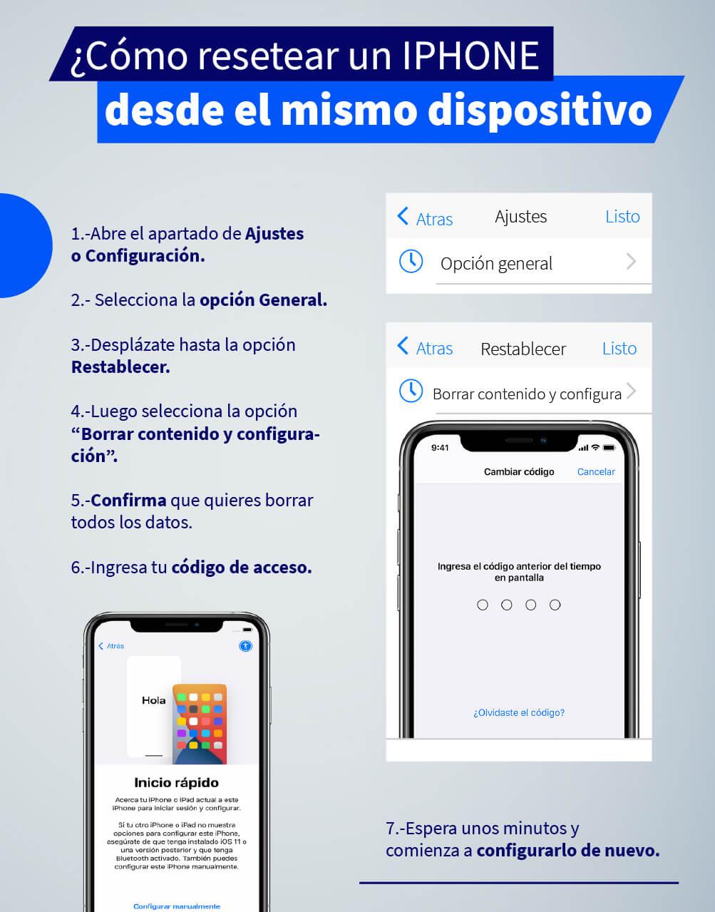 conoce el paso a paso para resetear un iPhone con Aprende Institute