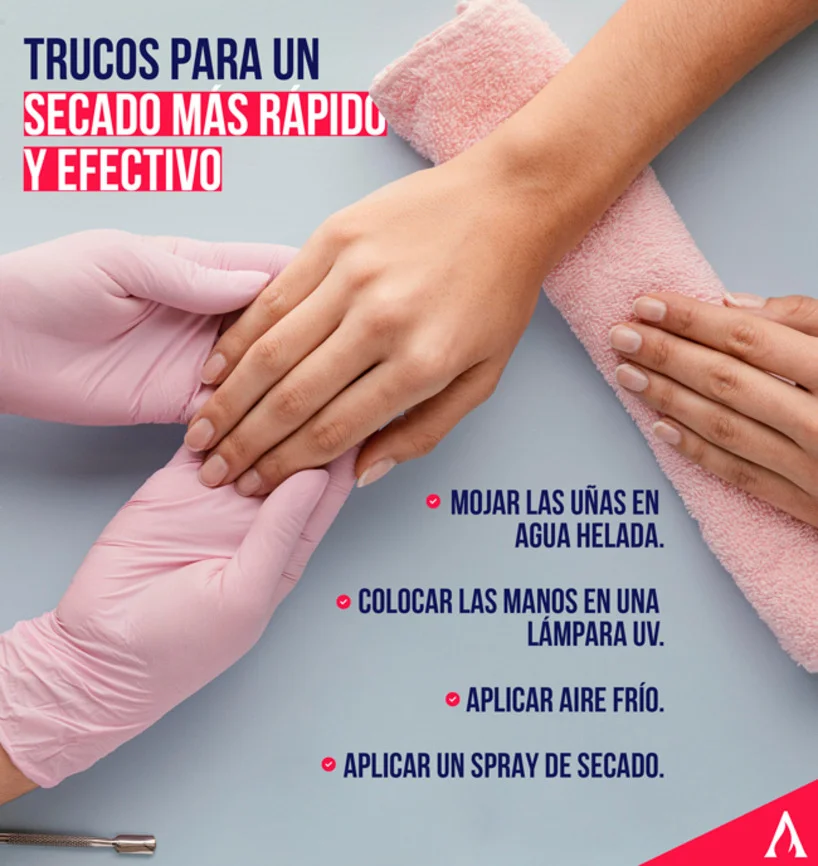 infografia de trucos para secado de uñas rapido