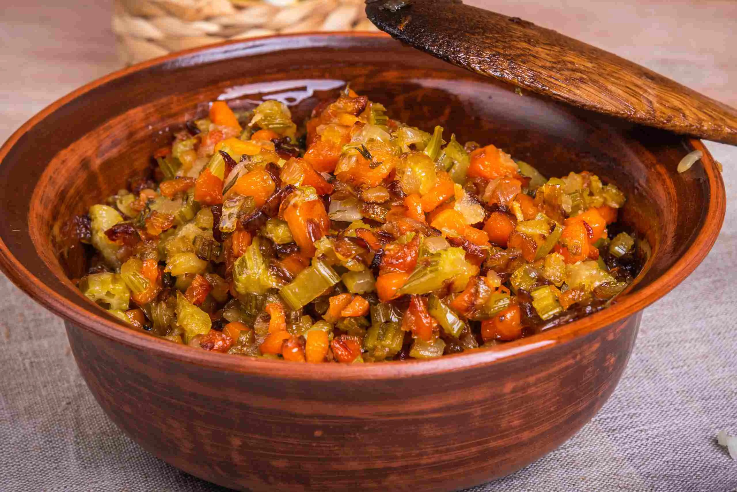 plato de verduras con tecnica mirepoix