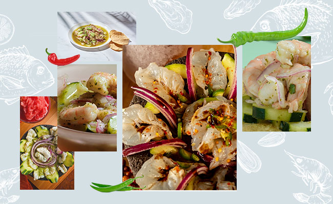 collage de diferentes tipos de aguachiles