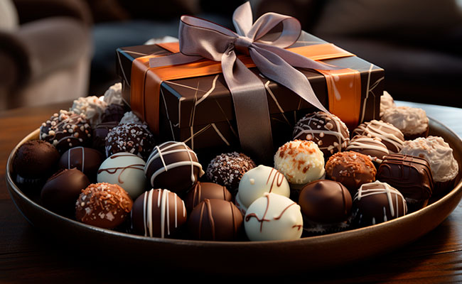 bombones de chocolate apilados