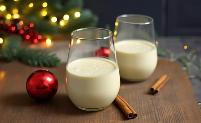 dos vasos de ponche de crema navideños
