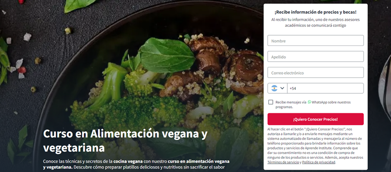 curso para estudiar nutrición en usa
